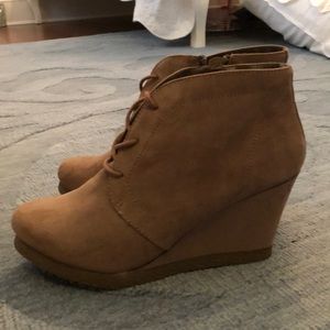 Merona Tan Lace-Up Wedge Booties